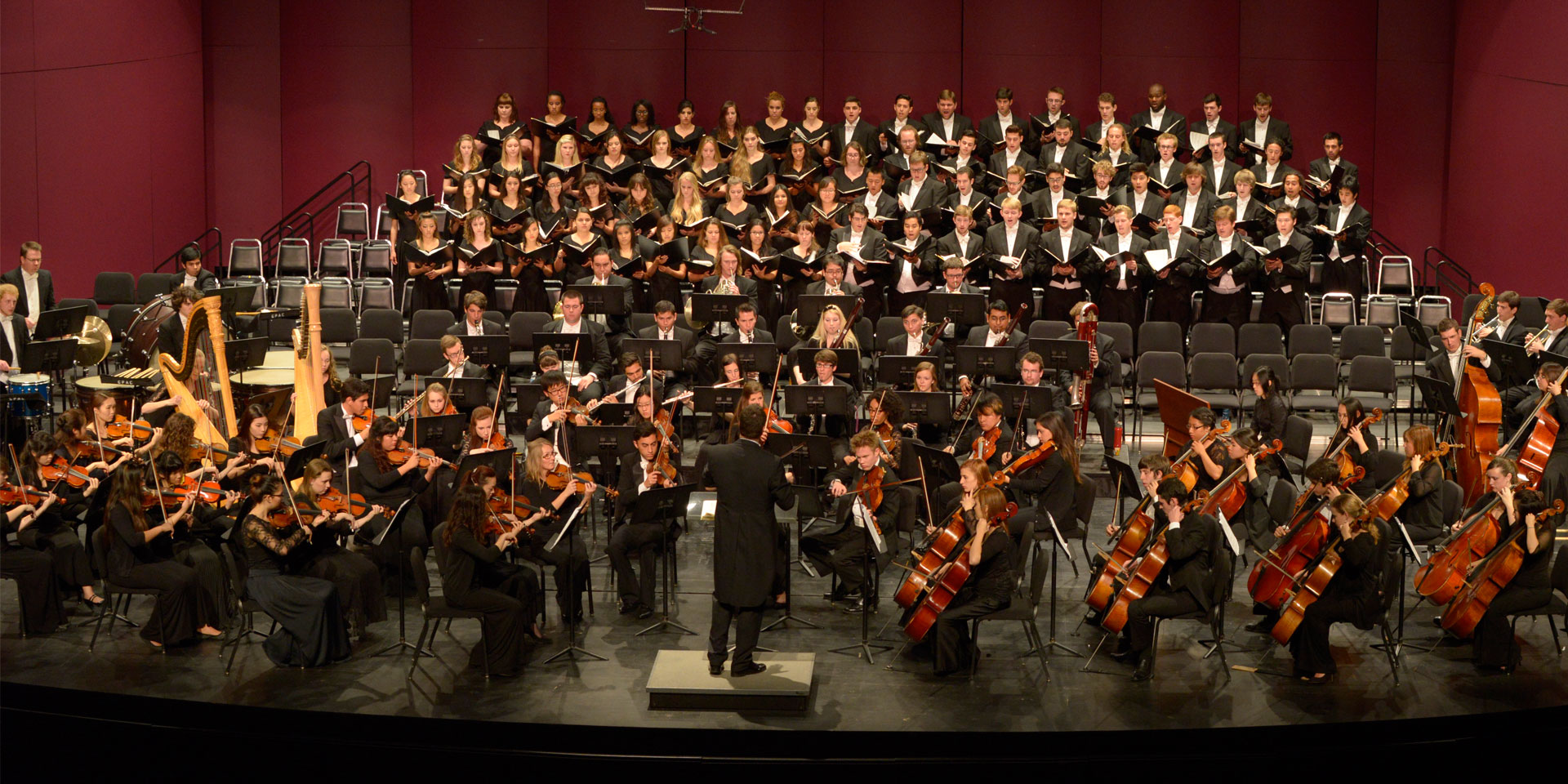 The Bob Cole Conservatory Symphony Orchestra on stage at the Carpenter Center