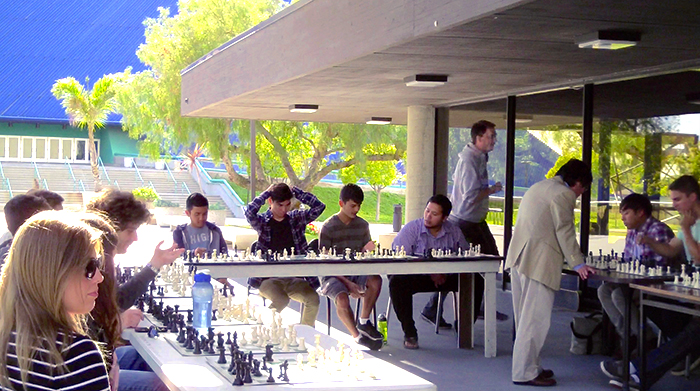 The People vs. Dr. Chou on the Daniel patio participating in last year&#8217;s chess tournament.
