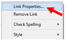 Insert link dialog box gives you the opportunity to make another selection regarding the type of link that is being inserted.