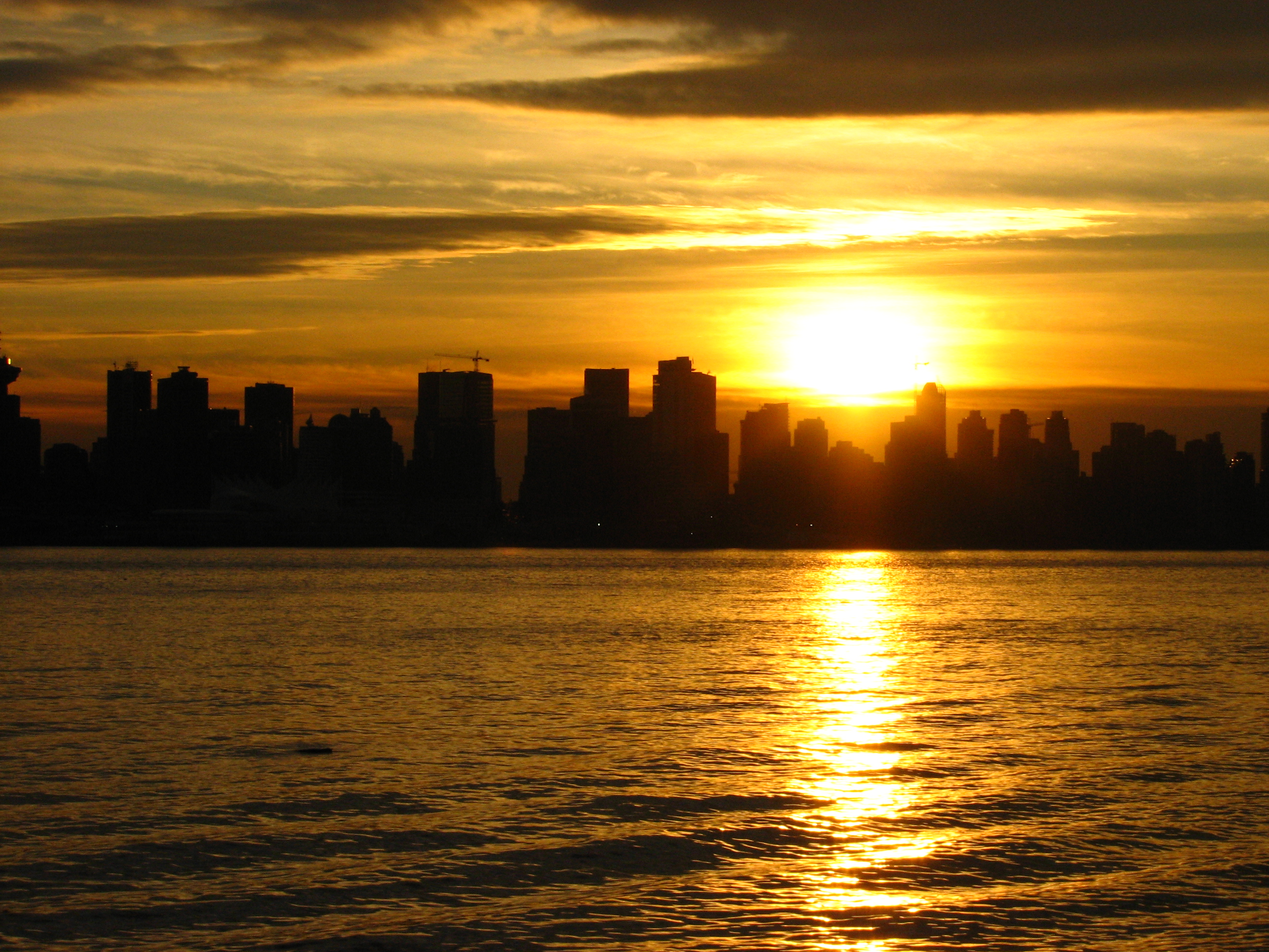 sunset in vancouver city