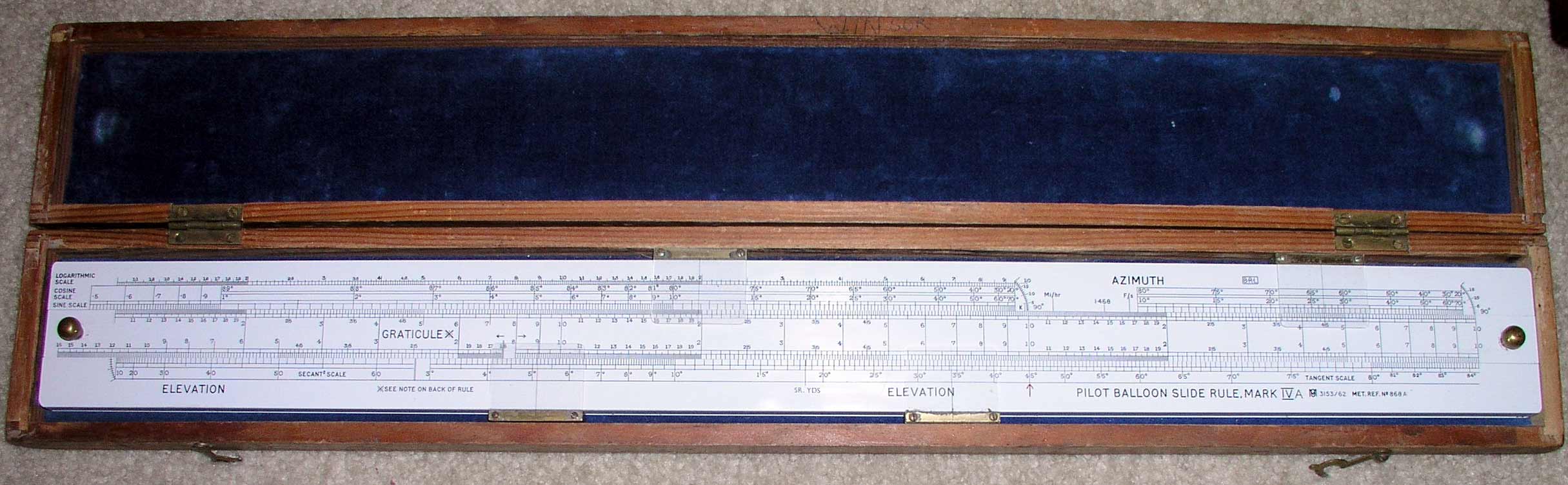 Large Image of the Mark IV.A Pilot Balloon Slide Rule