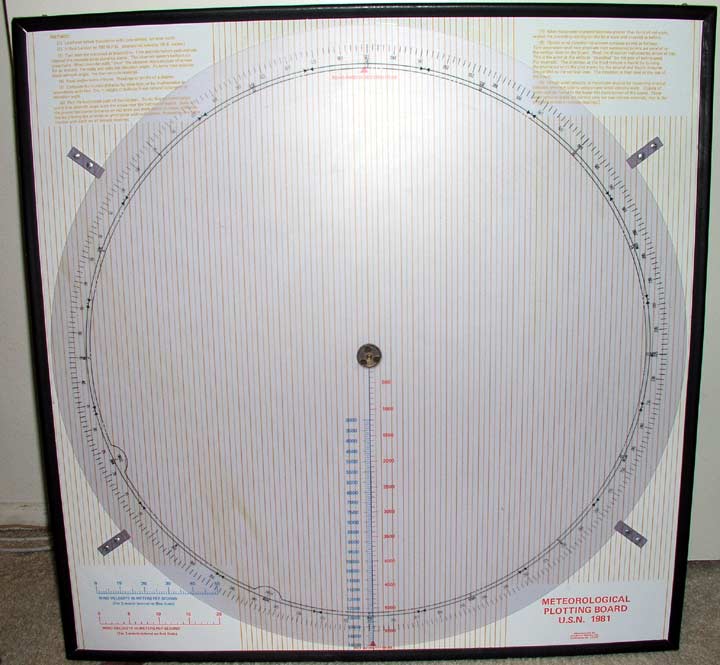 image of a 1981 Pilot Balloon Winds Aloft Plotting Board, link to Large image of the same object