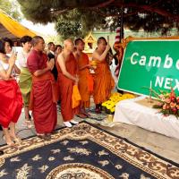 Cambodia Town monks praying