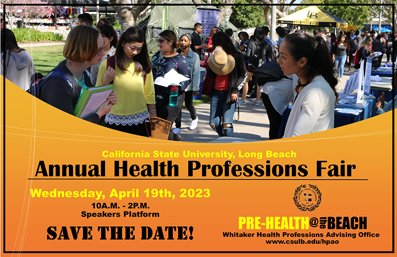 Health Professions Fair 2023. Wednesday, April 19, 2023. 10am-2pm. Speakers Platform