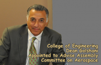 Dean Golshani Appointed to Advise Assembly Committee on Aerospace