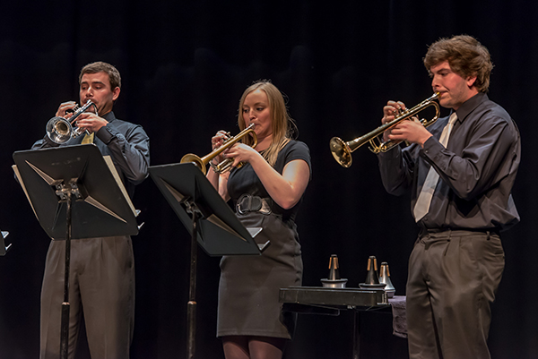 Trumpet students in performance at the Daniel Recital Hall.