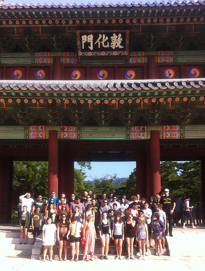 The Wind Symphony at Changdeokgung Palace while on tour in South Korea.