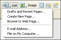 Link menu in Adobe Contribute